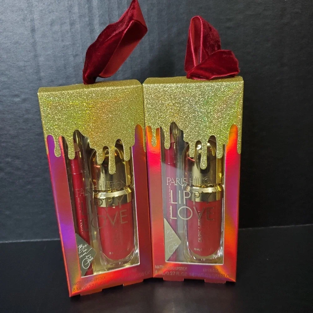 Paris Hilton Lippy Love 2 Piece Bright Red Liner & Matte Liquid Lipstick Lot (2)